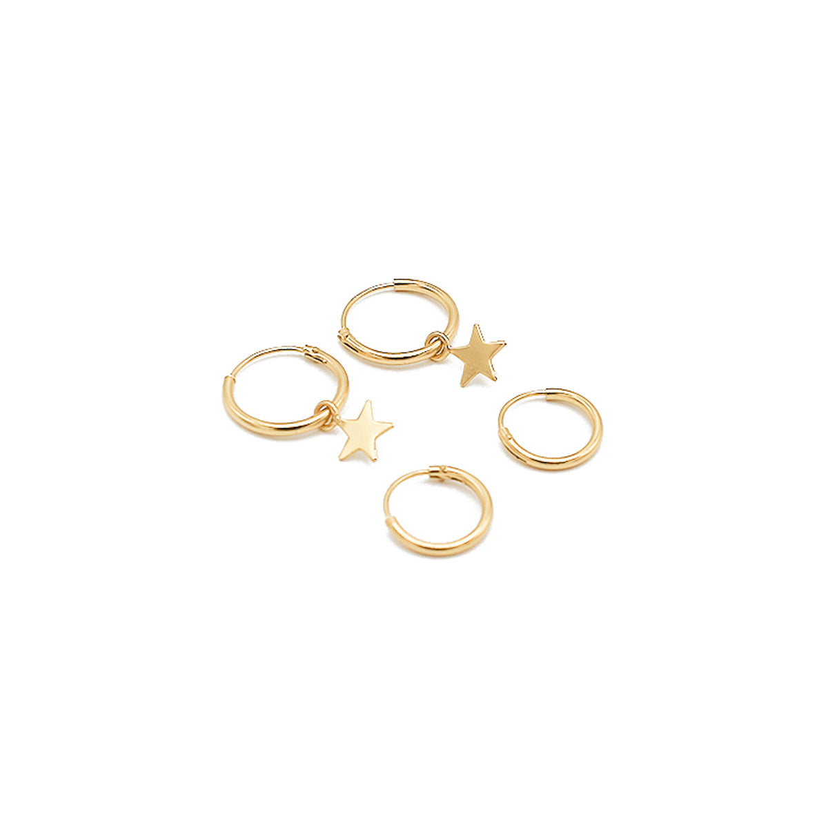 GOLD PLATED STERLING SILVER STAR DROP HOOP EARRING PACK