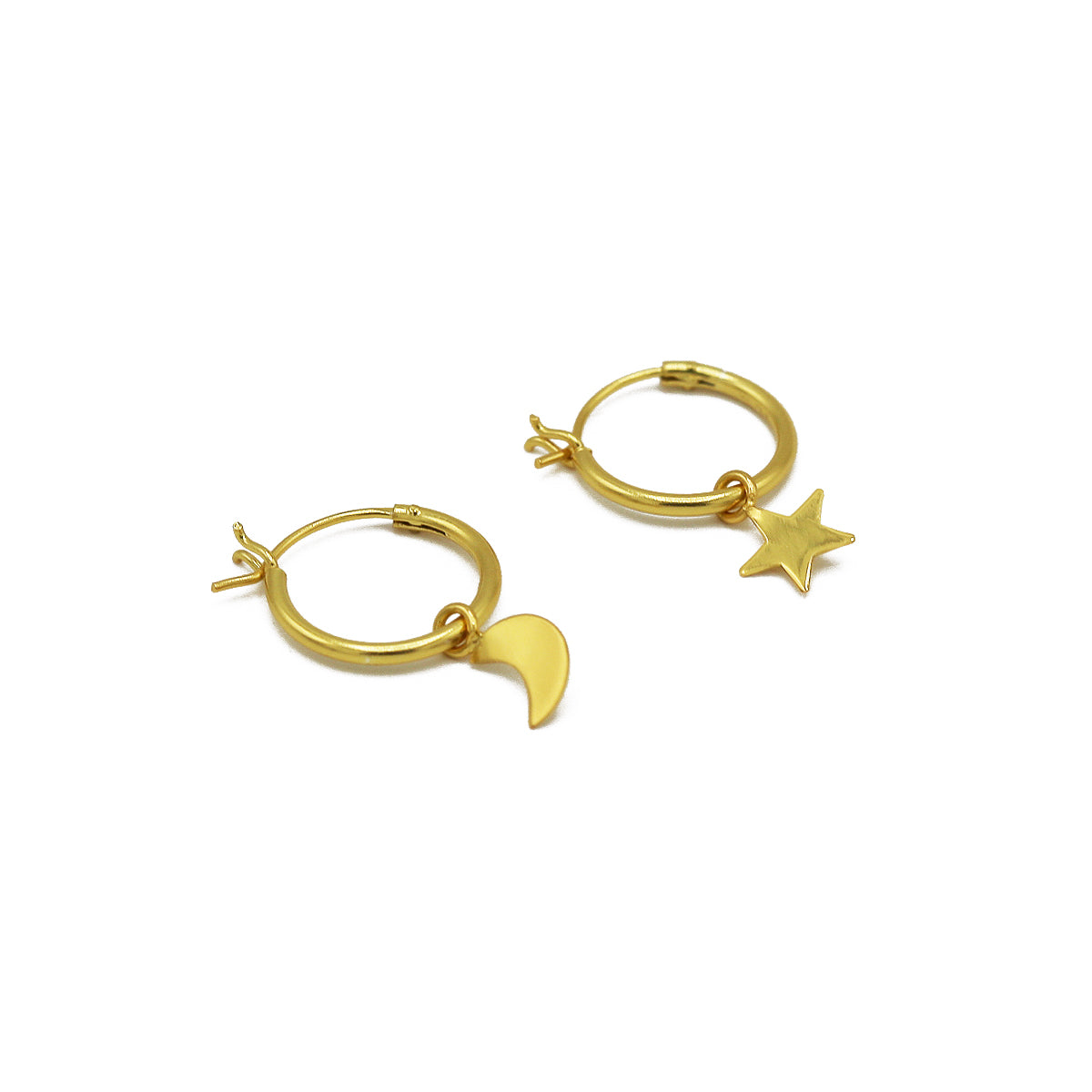 STERLING SILVER STAR AND MOON DROP HOOPS