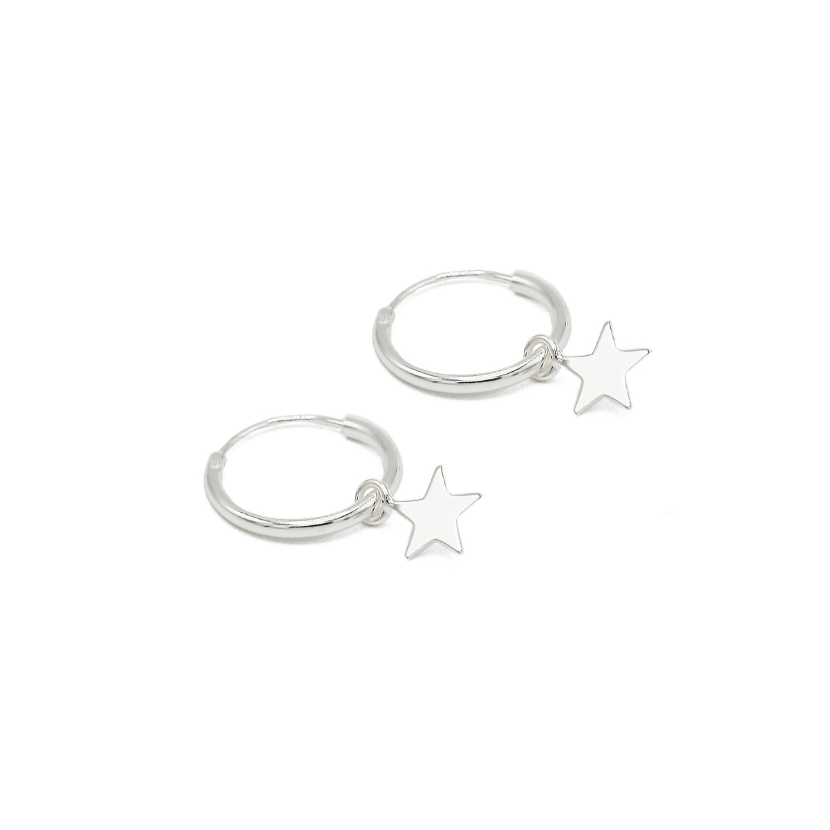 STERLING SILVER STAR DROP HOOPS