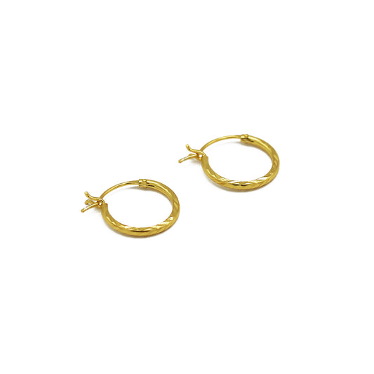 STERLING SILVER DIAMOND CUT HOOP EARRINGS
