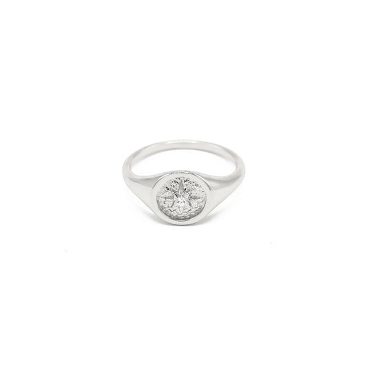 STERLING SILVER EMBOSSED STAR SIGNET RING