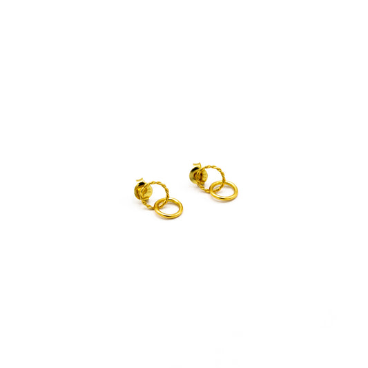 ROPE AND PLAIN DOUBLE CIRCLE STUDS