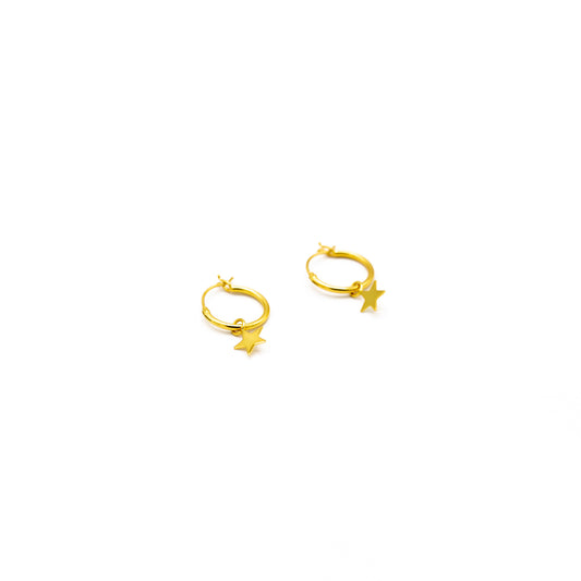 STAR DROP HOOP EARRINGS